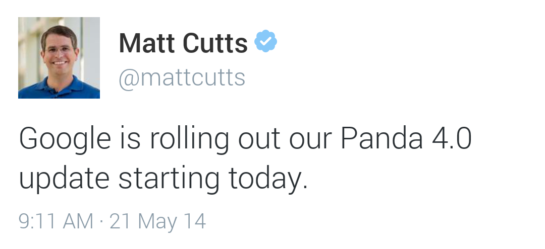 Matt Cutts announces Panda 4.0 update on Google