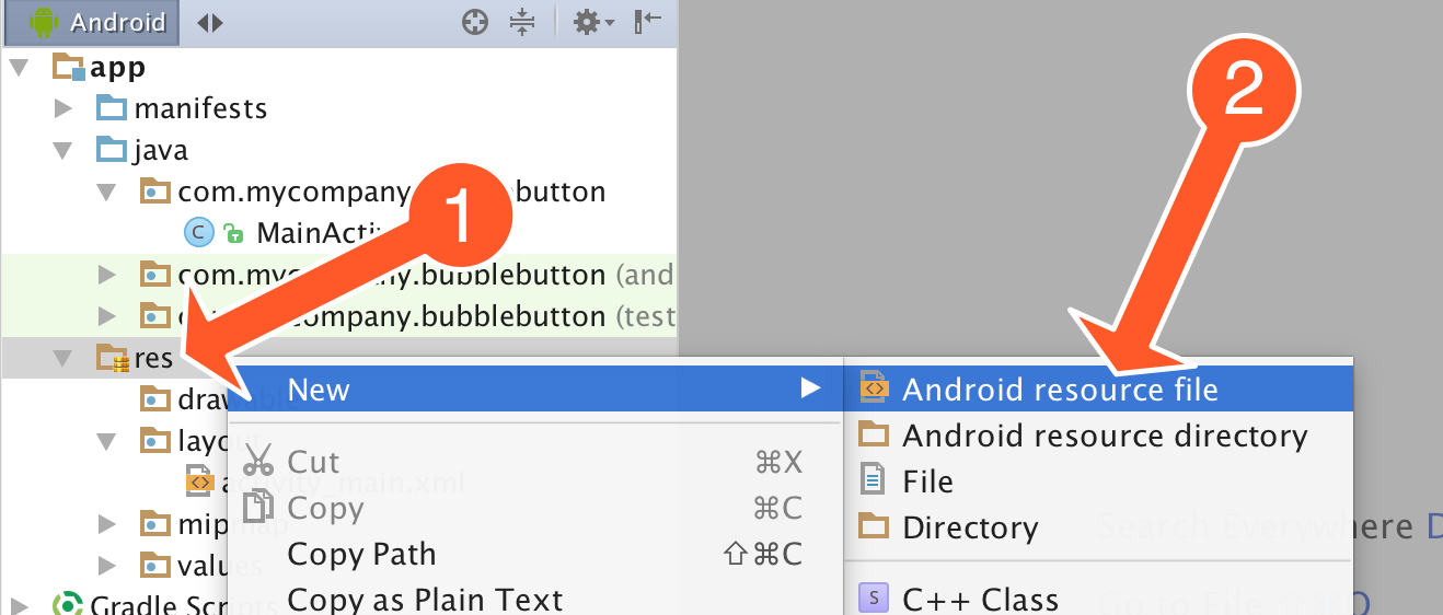 Create scale animation file in Android Studio