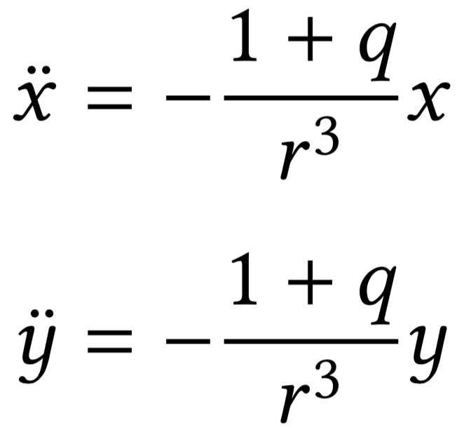 Equation of motion for x and y