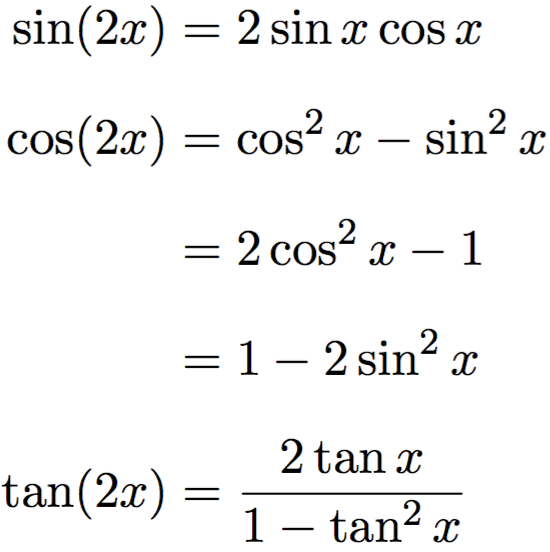 Trigonometric formulas for double angles