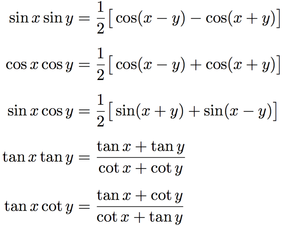 Trigonometry Formulas Sin Cos Tan